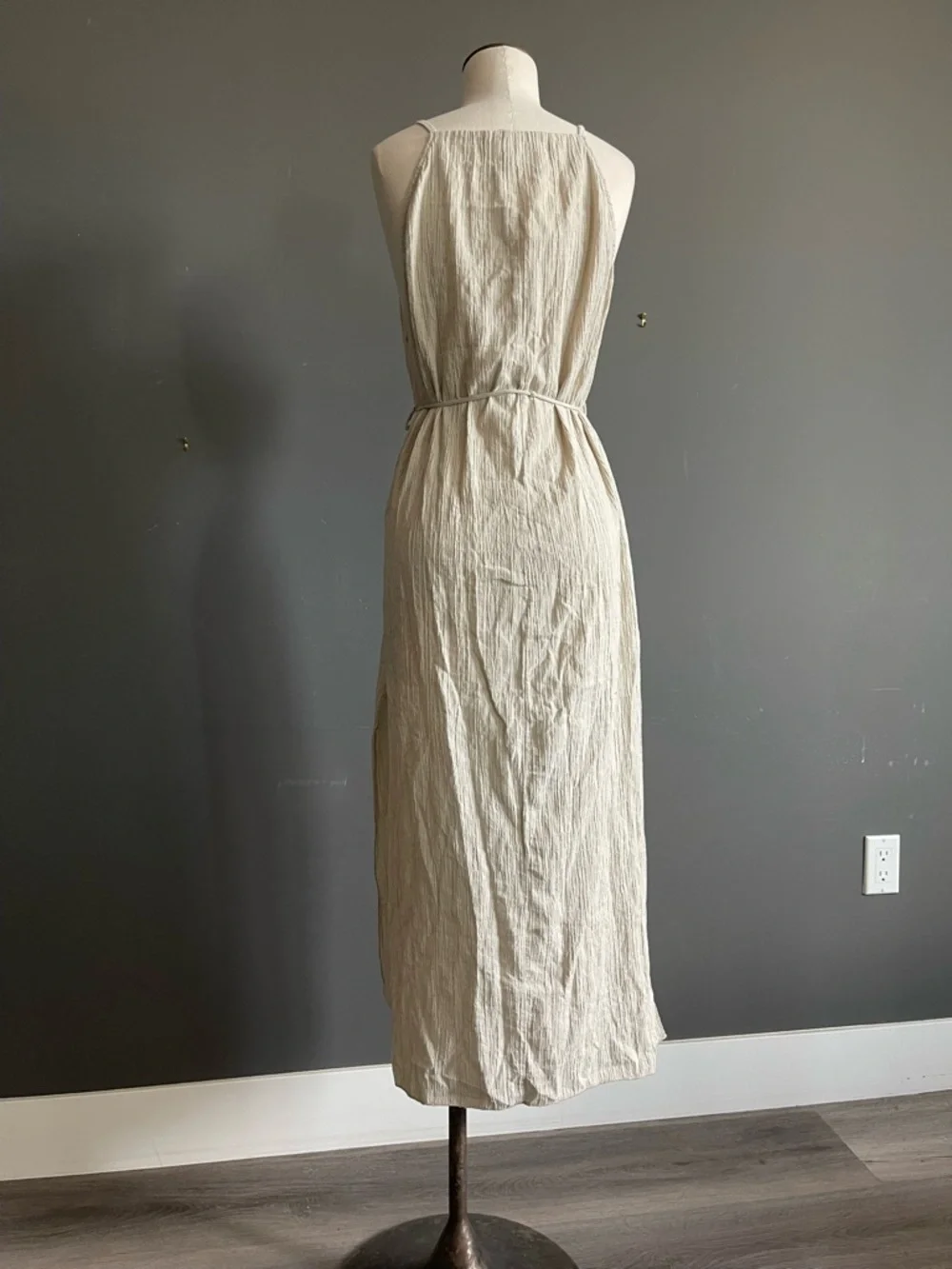 The Handloom Cotton Gauze Midi Dress Neutral Minimal Organic Ethical Ethereal - Picture 5 of 9
